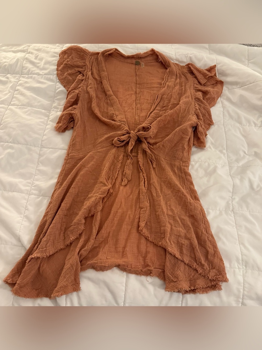 Free People Tie-Front Ruffle Sleeve Women's Top
